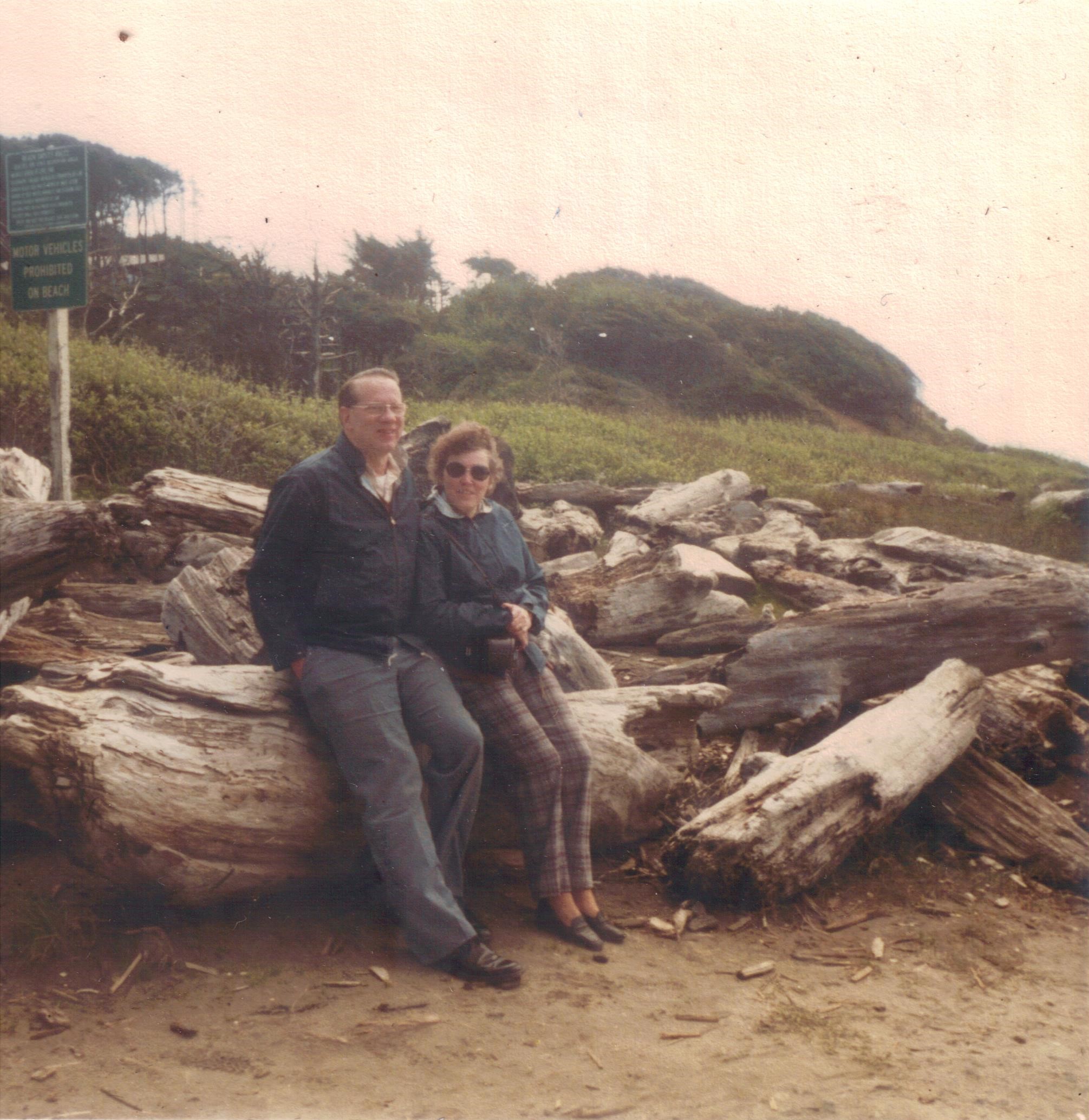 Vanita and Harris Hicks, Oregon Coast, April 1981
