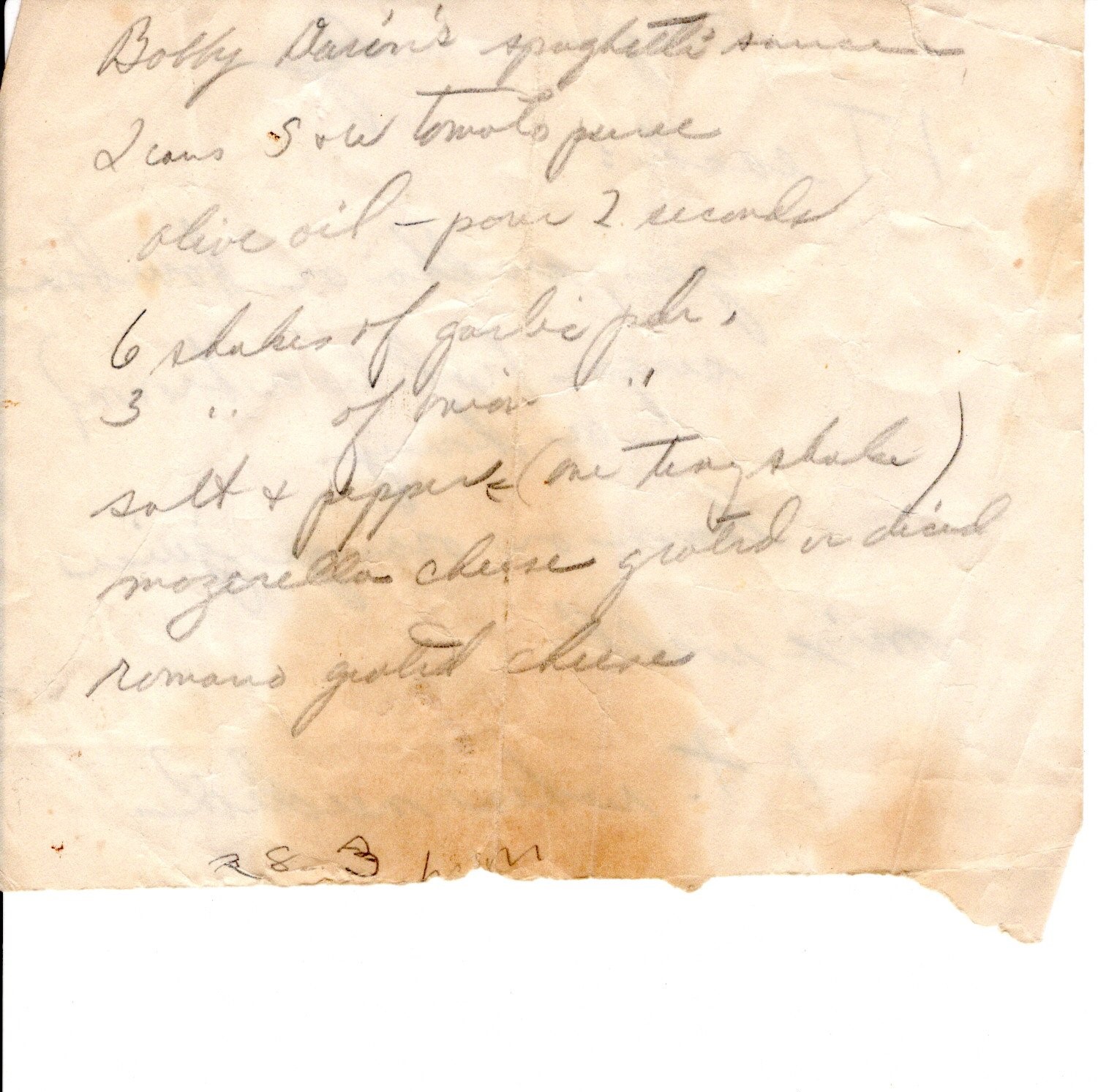 hand-written recipe