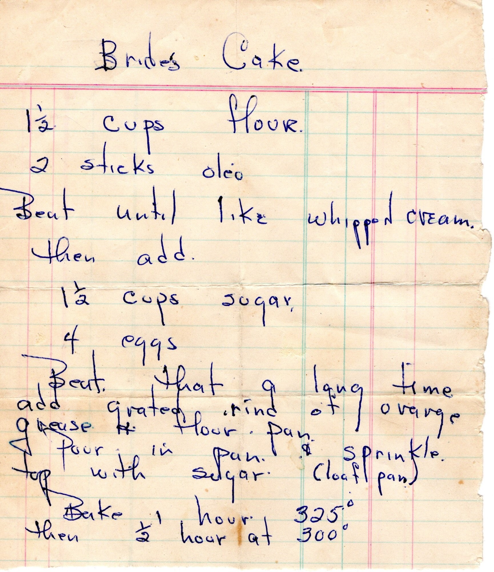 handwritten recipe