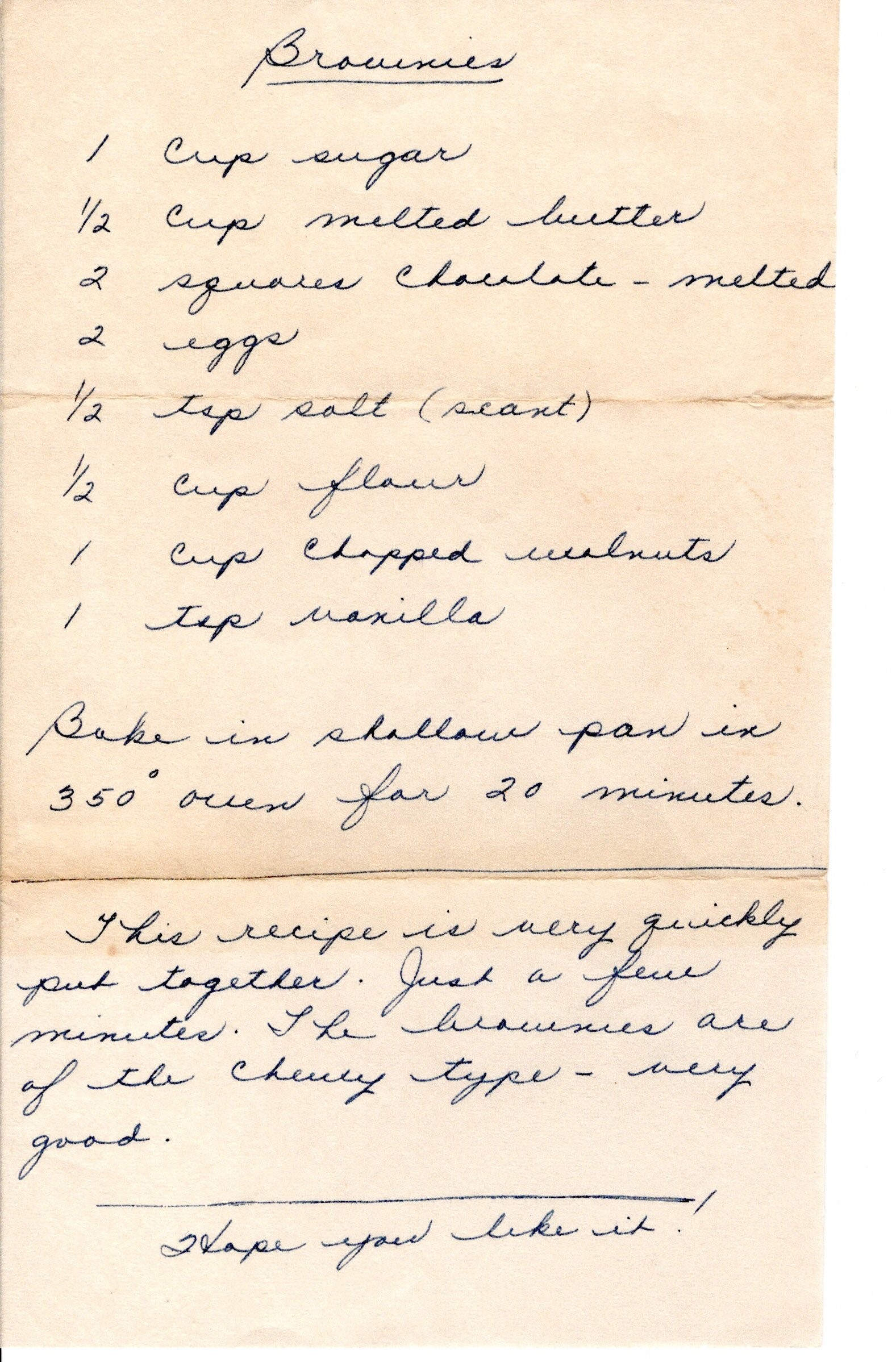 hand-written recipe