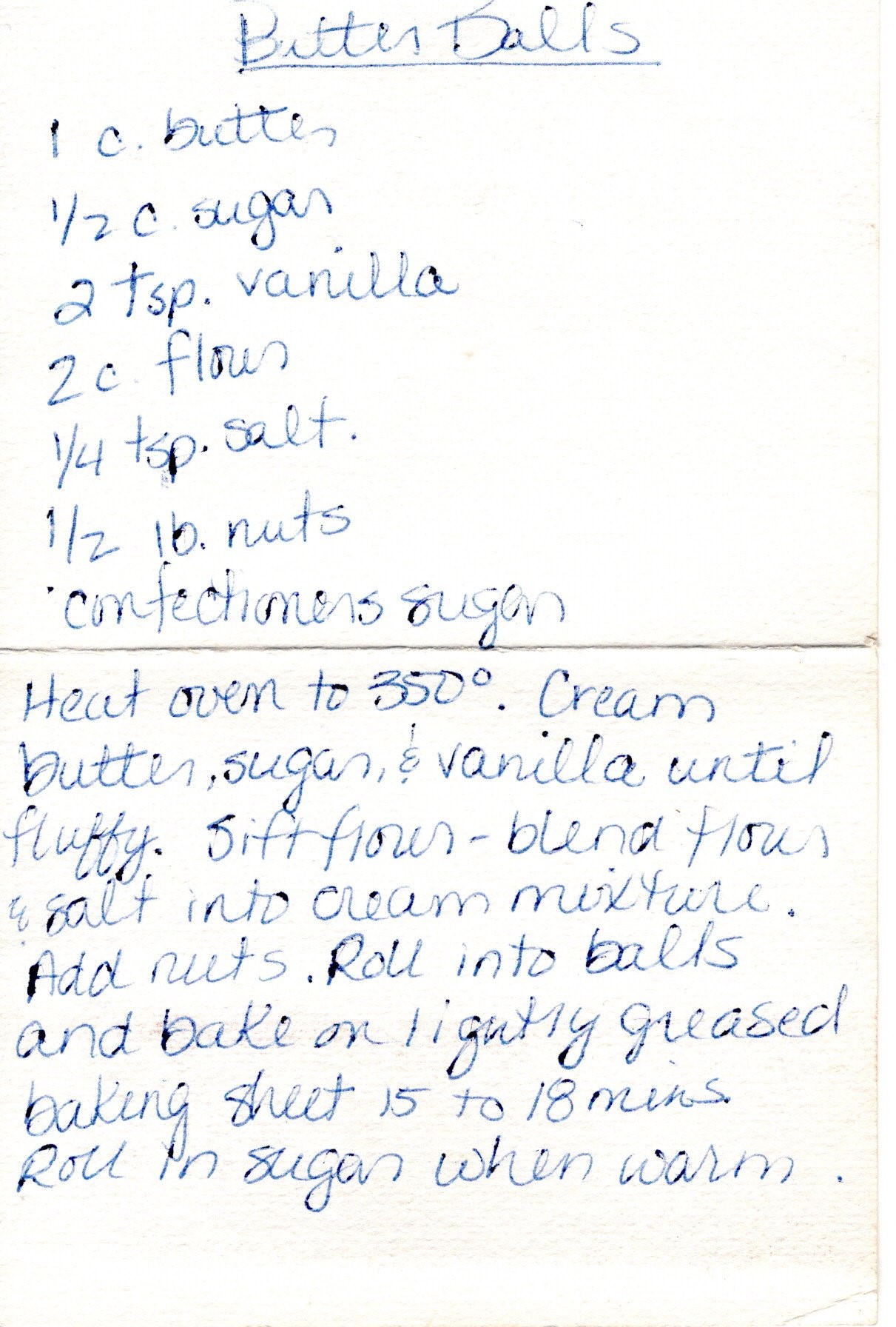 Hand-written recipe