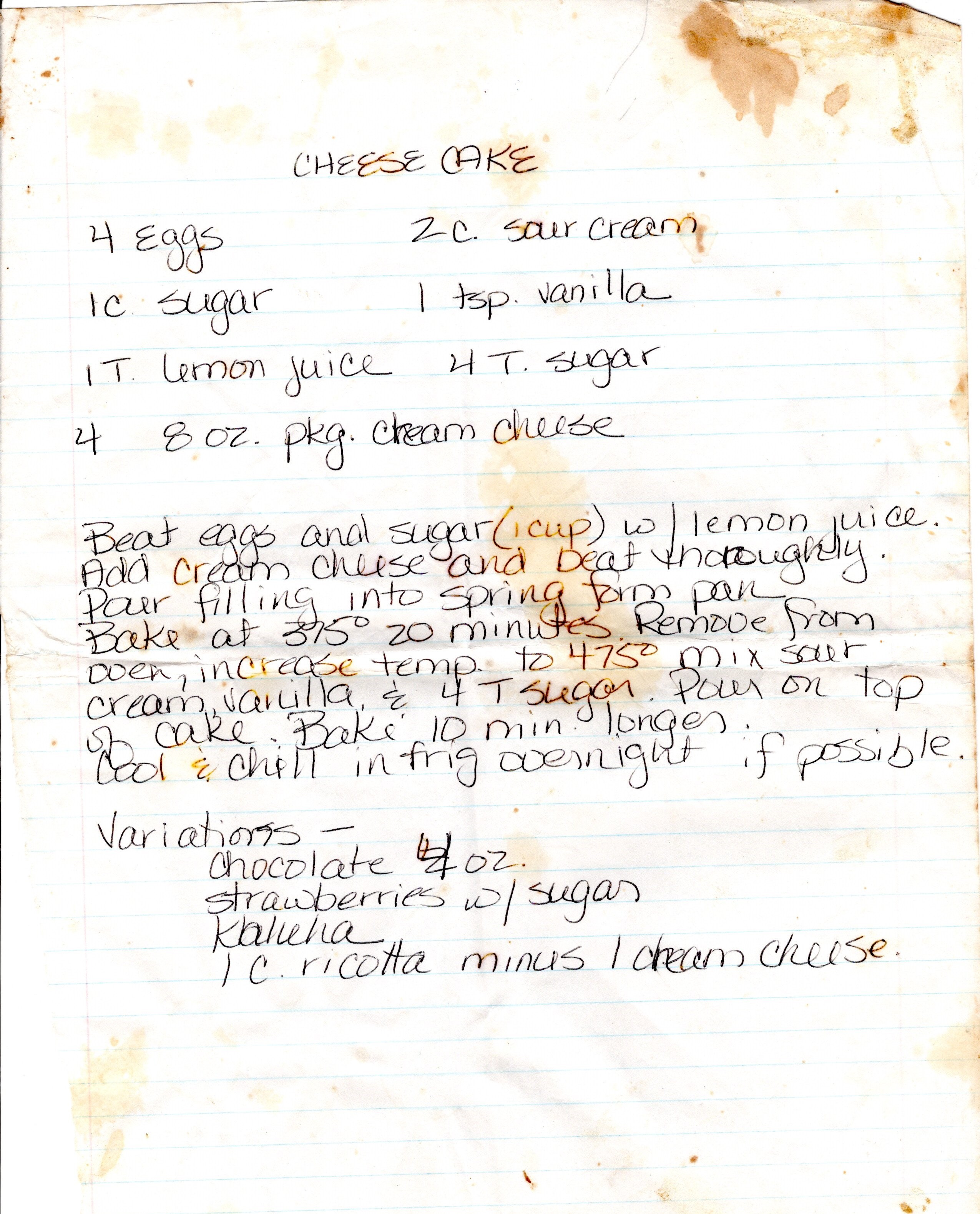 handwritten recipe