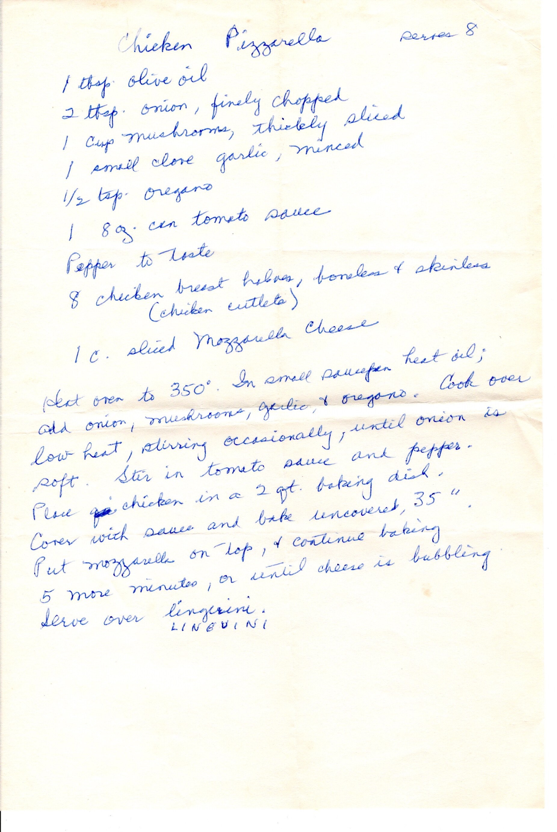 hand-written recipe