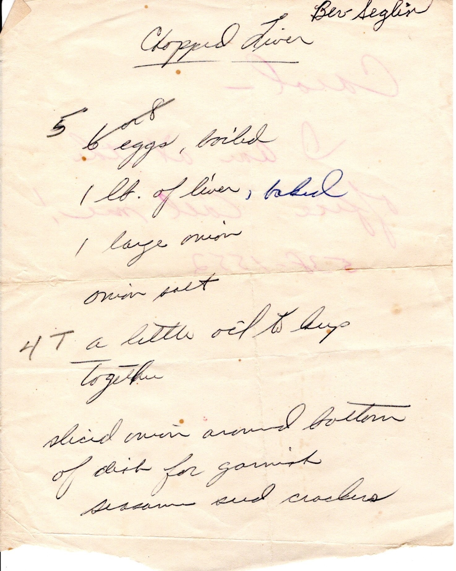 Hand-written recipe
