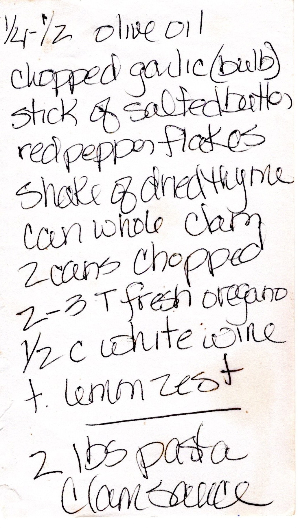 handwritten recipe