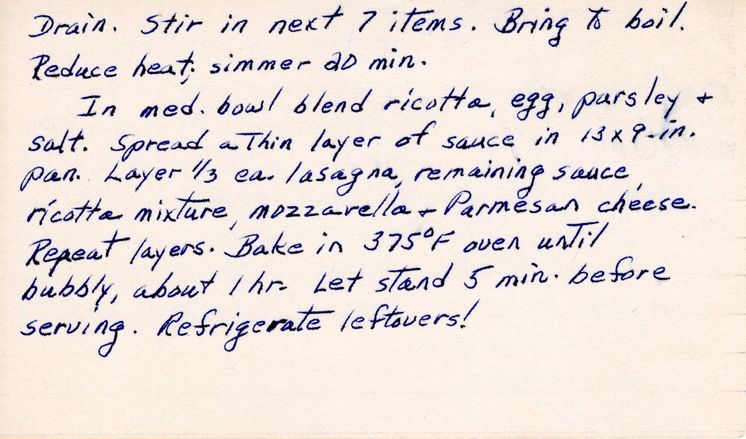 Hand-written recipe
