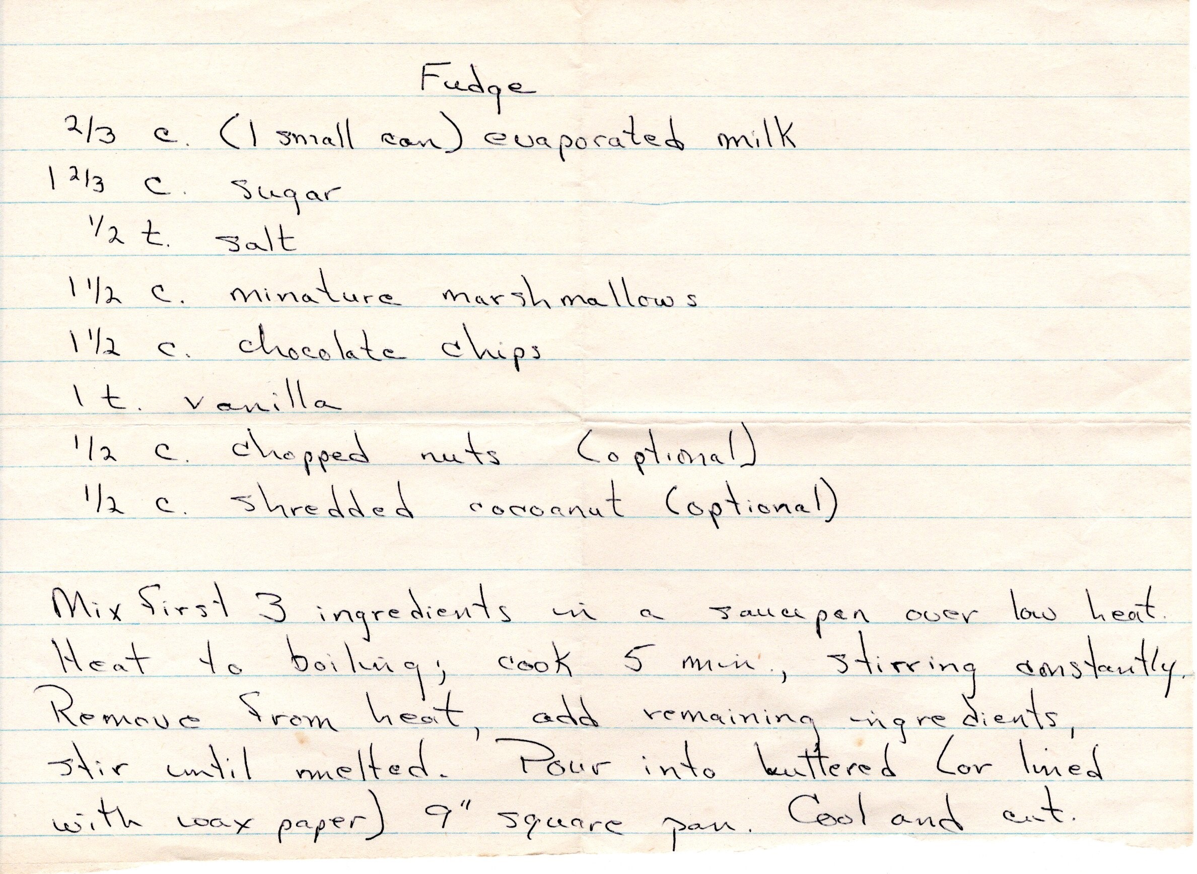hand-written recipe