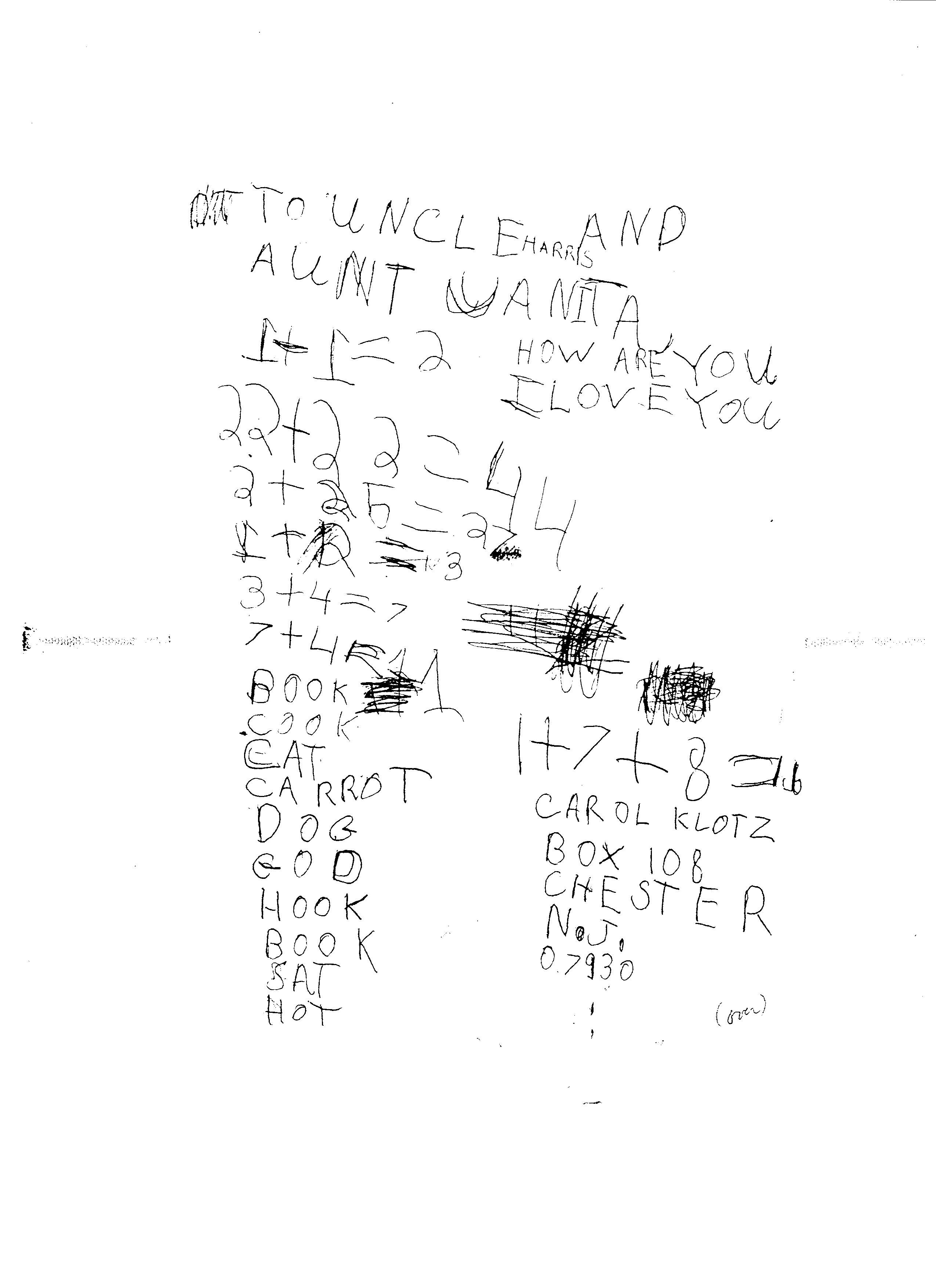 Carol's letter, first page