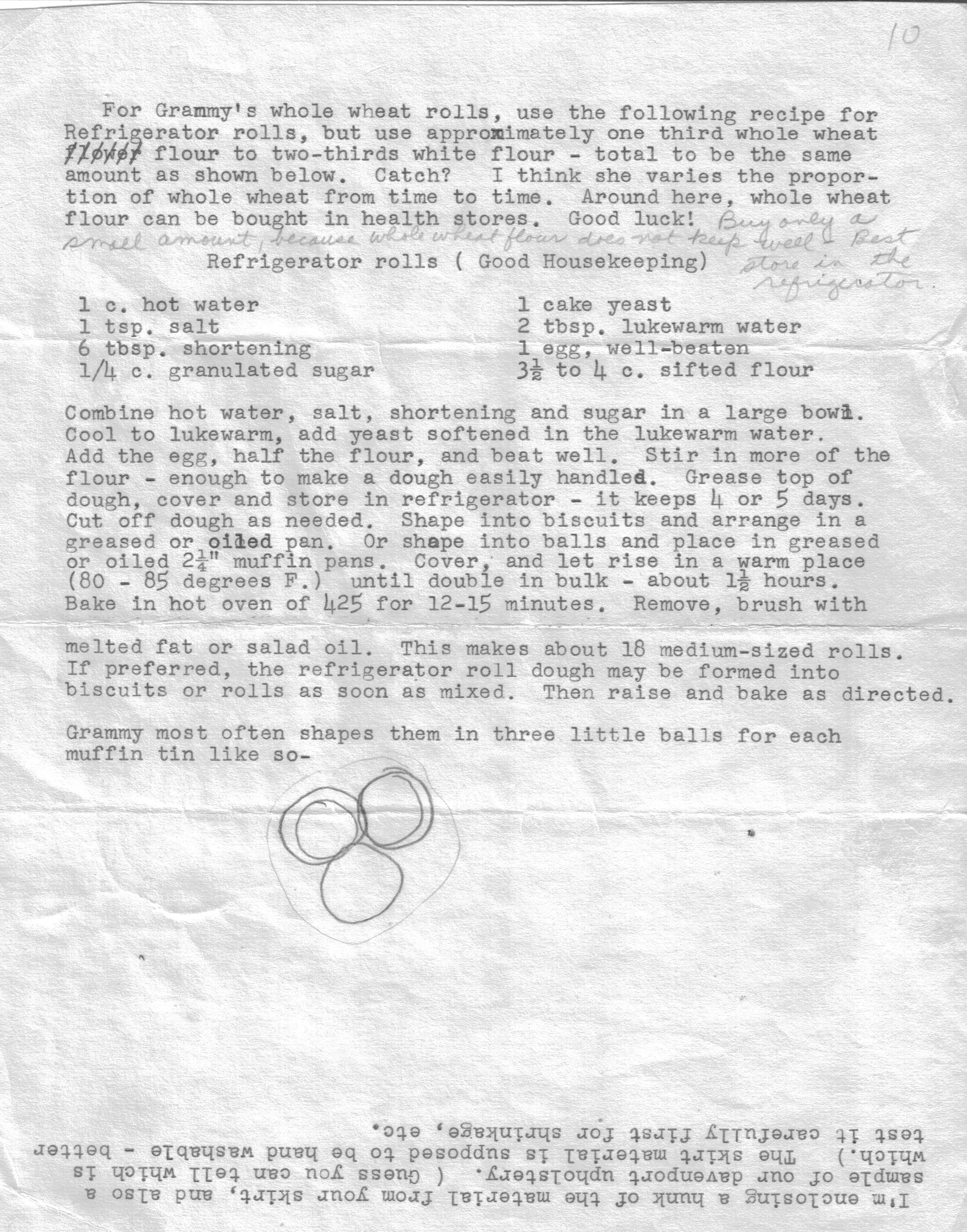 Grammy's Whole Wheat Rolls