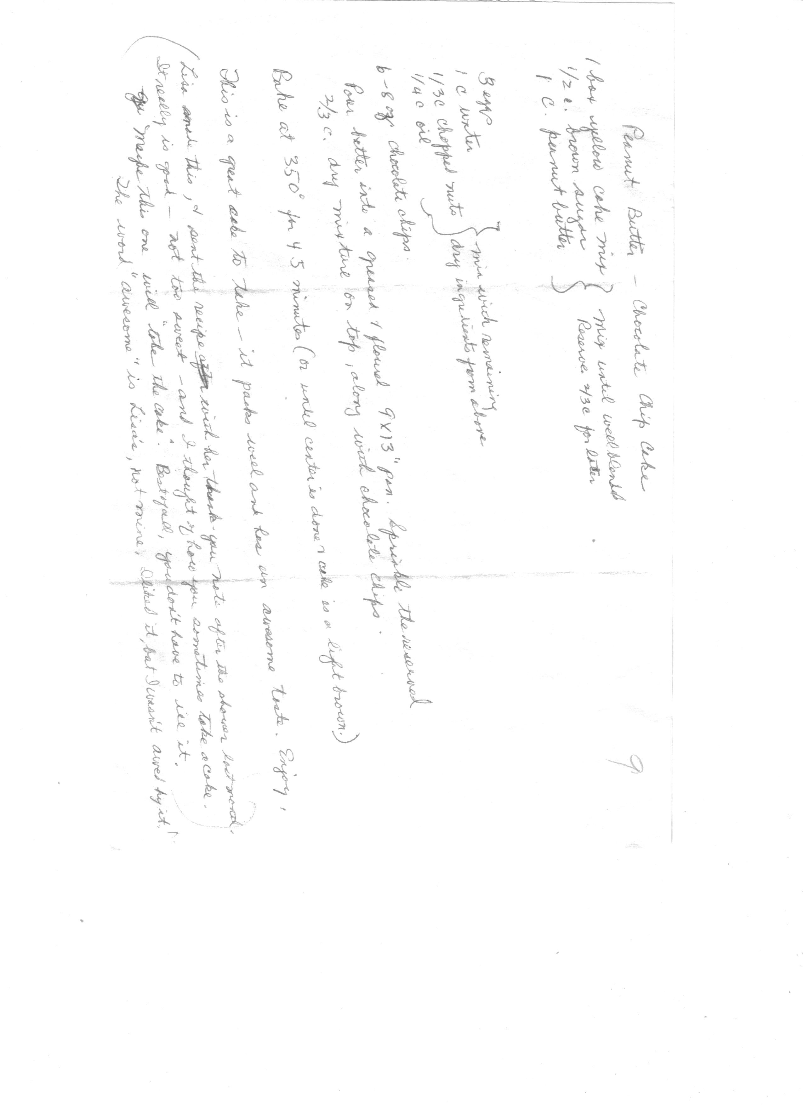 handwritten recipe