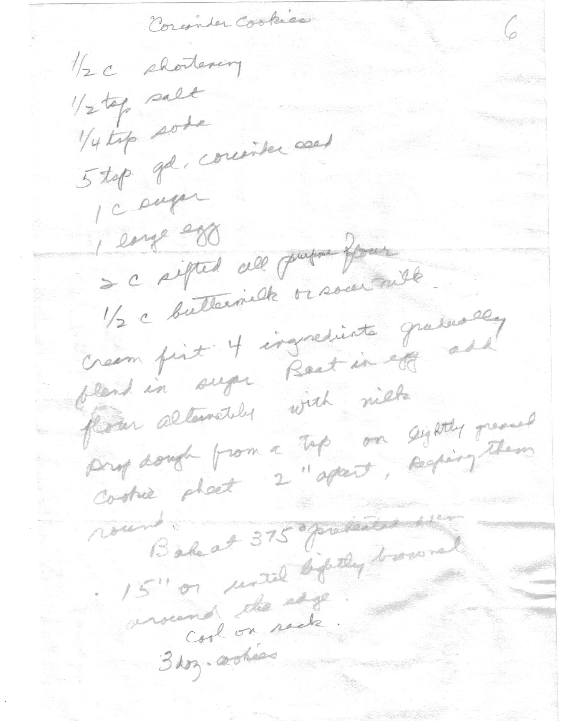 coriander cookie recipe