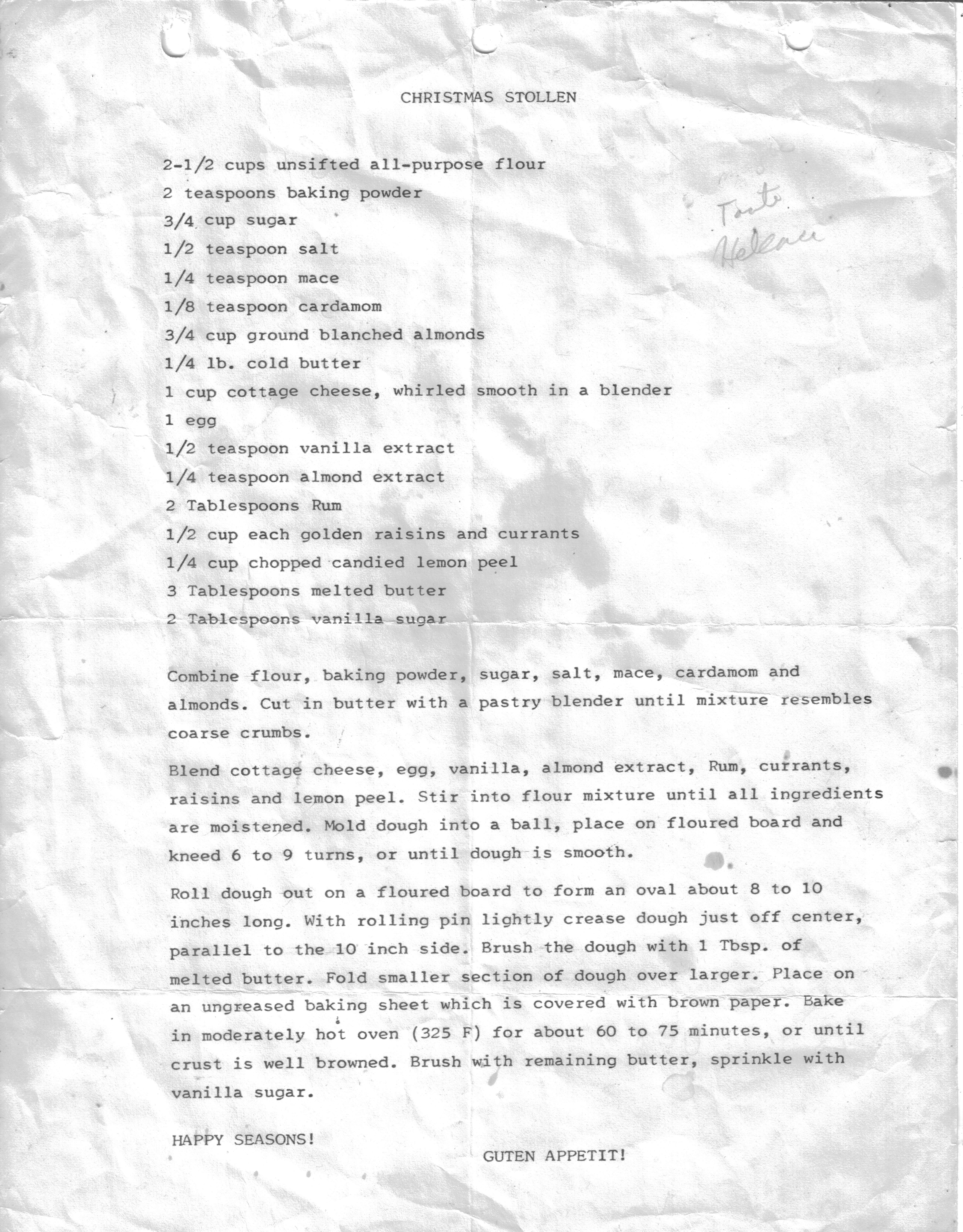 Tante Helene's Christmas Stollen typescript