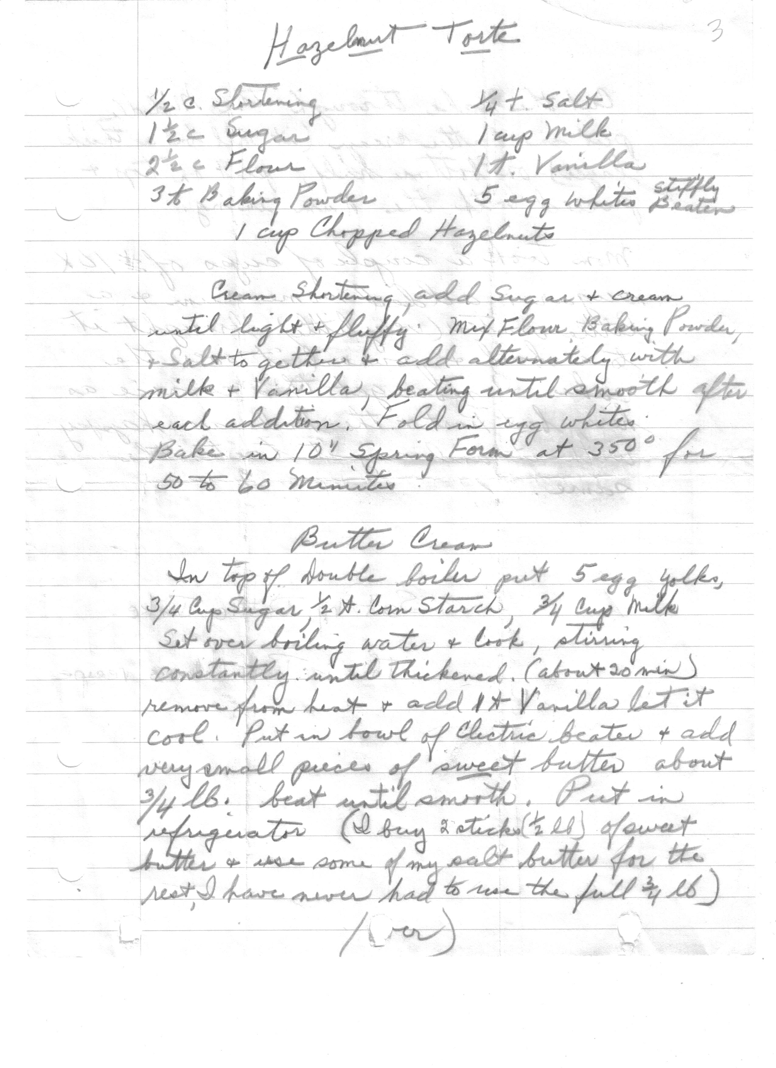 Recipe for hazelnut torte