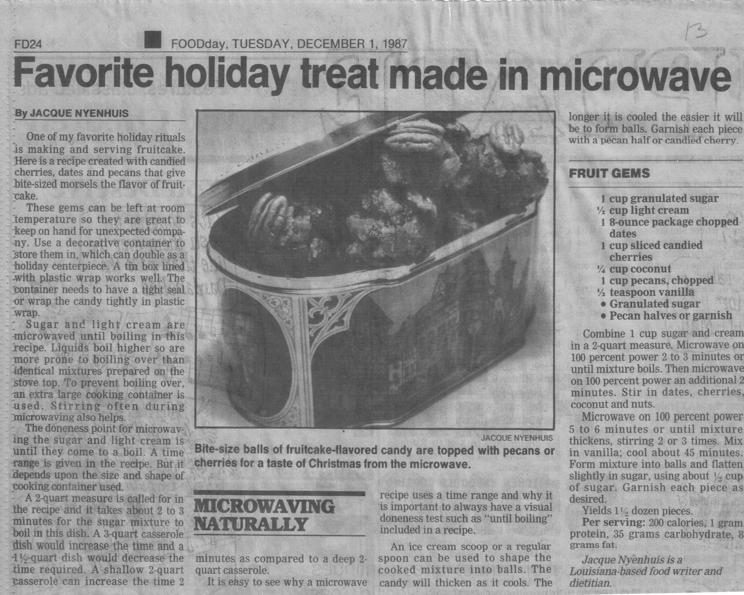 Newspaper clipping of recipe