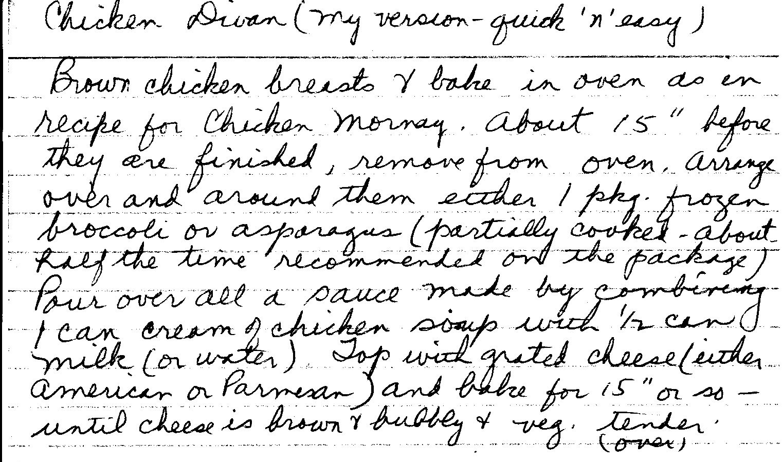recipe card, front