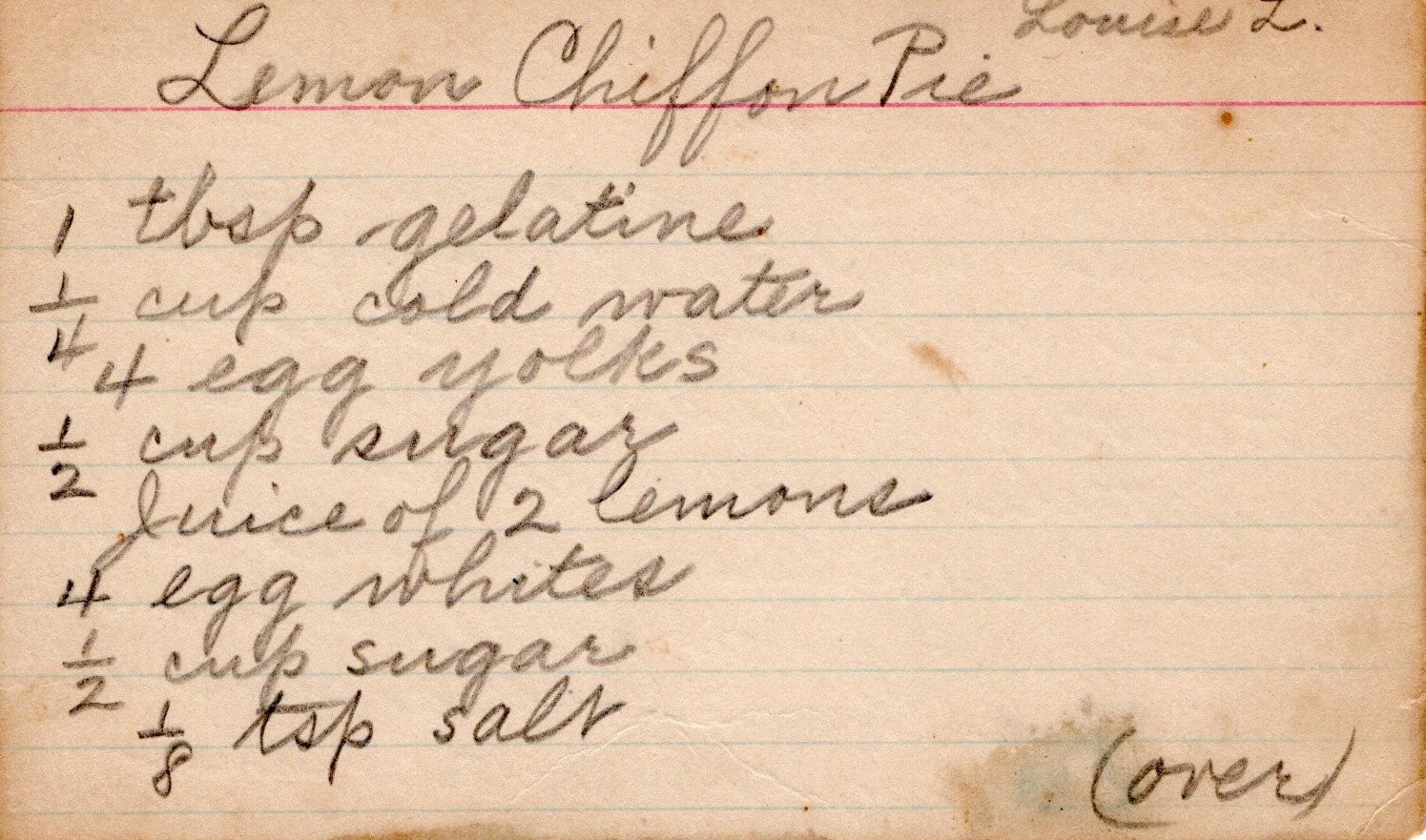 lemon chiffon recipe card front