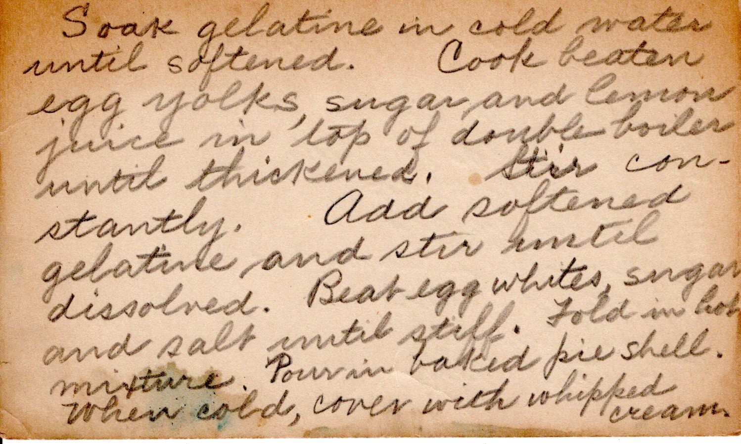 lemon chiffon recipe card back
