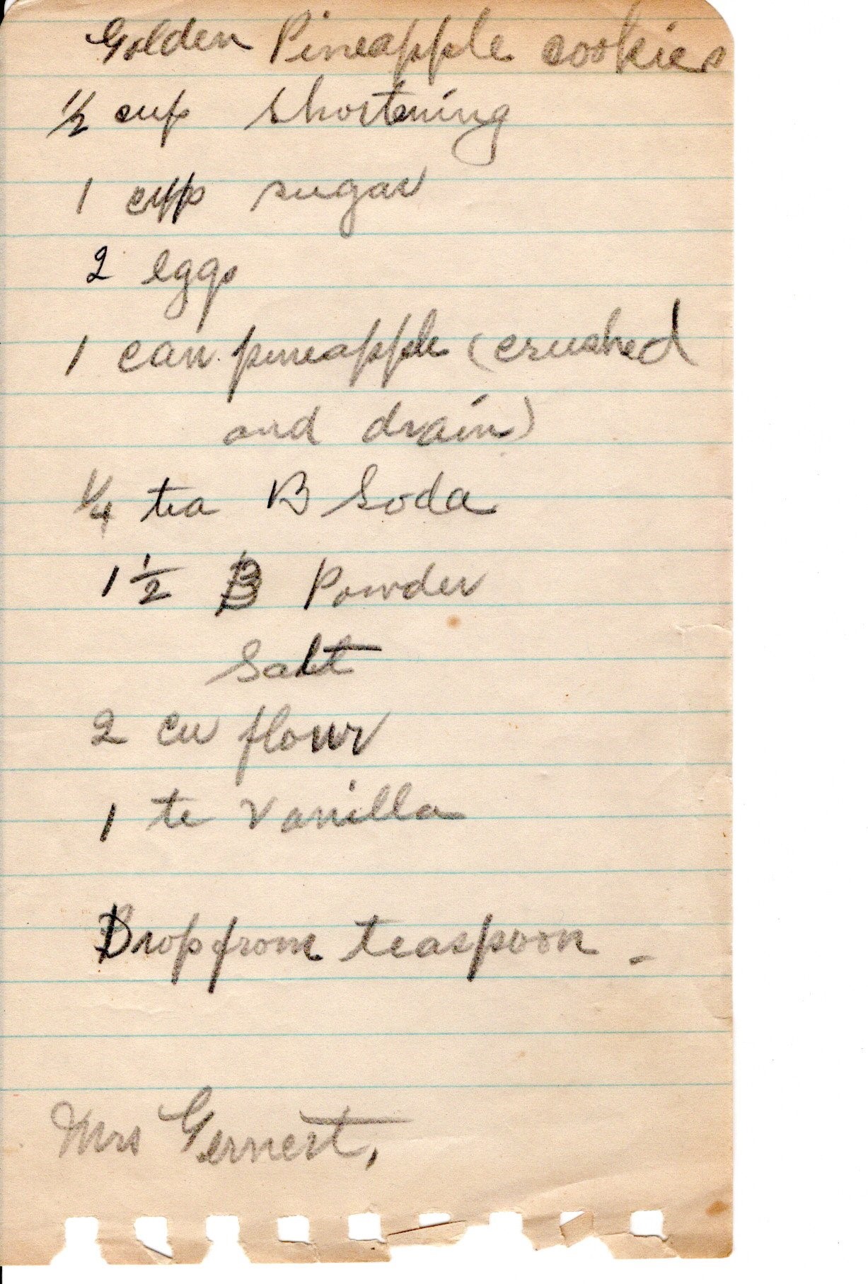 handwritten recipe