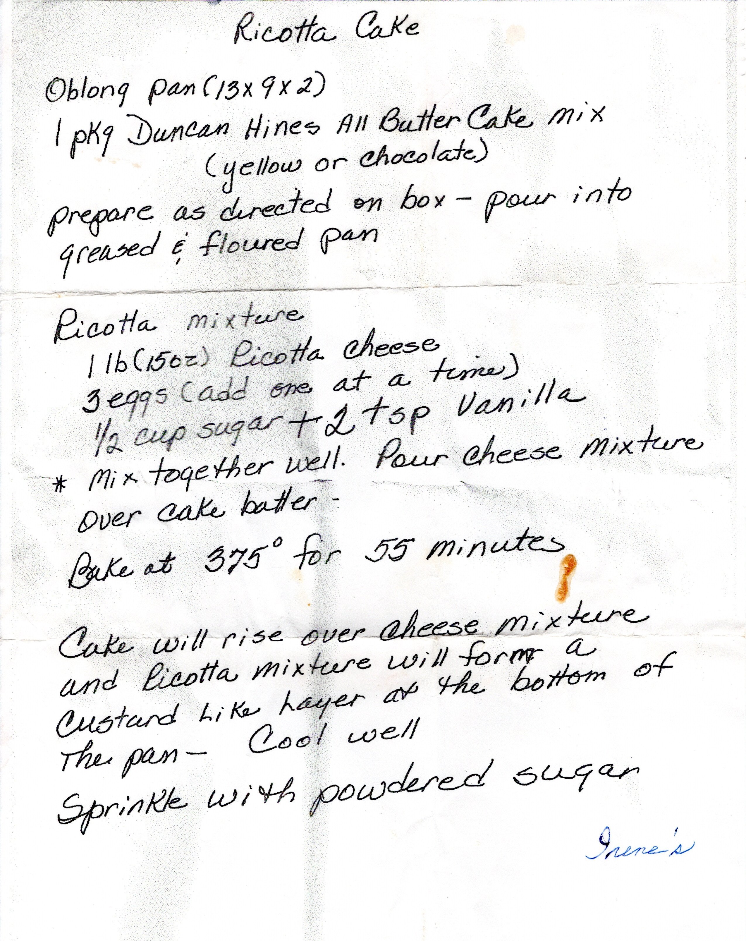 Hand-written recipe