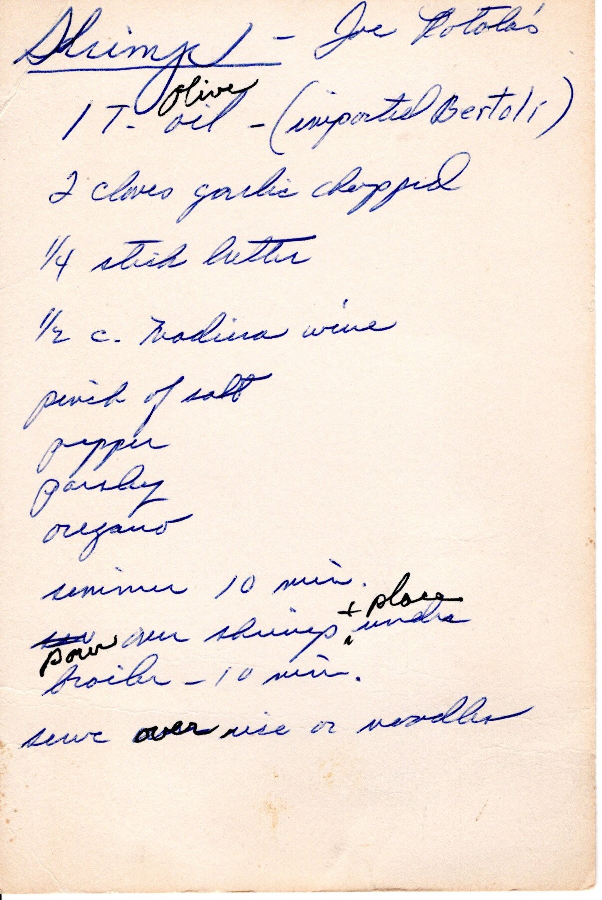Hand-written recipe