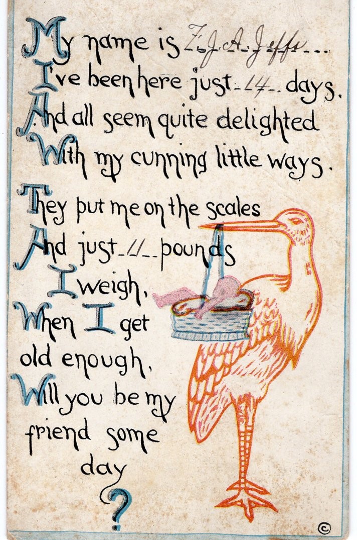 postcard, picture of stork
